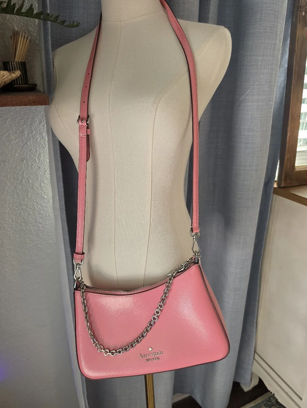 Kate Spade Margot Textured Leather Pink Crossbody - Picture 2 of 11